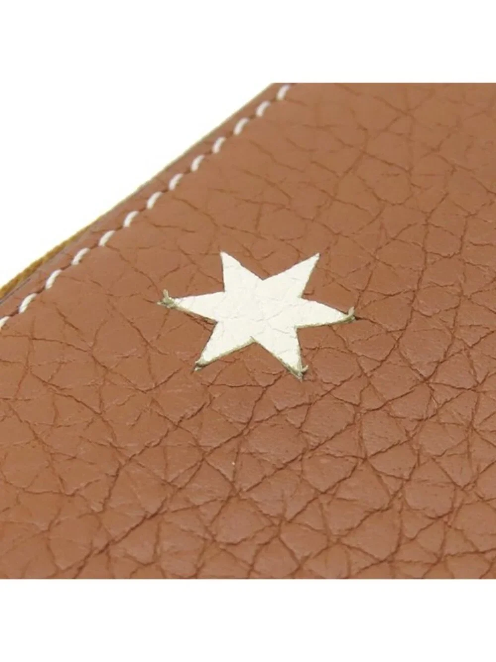 Loewe Wallet Star Motif Grain Calf Leather Brown Gold Zip Around